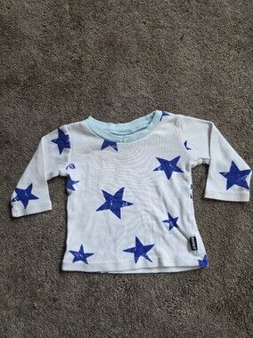 3/$10 Bonds White & Blue Star Print Kids One-Piece